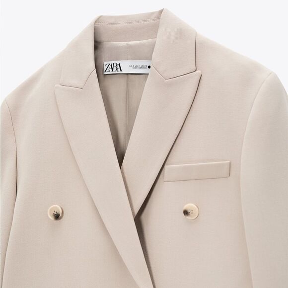 ZARA DOUBLE-BREASTED COAT LIMITED EDITION SAND LINED - Picture 6 of 8